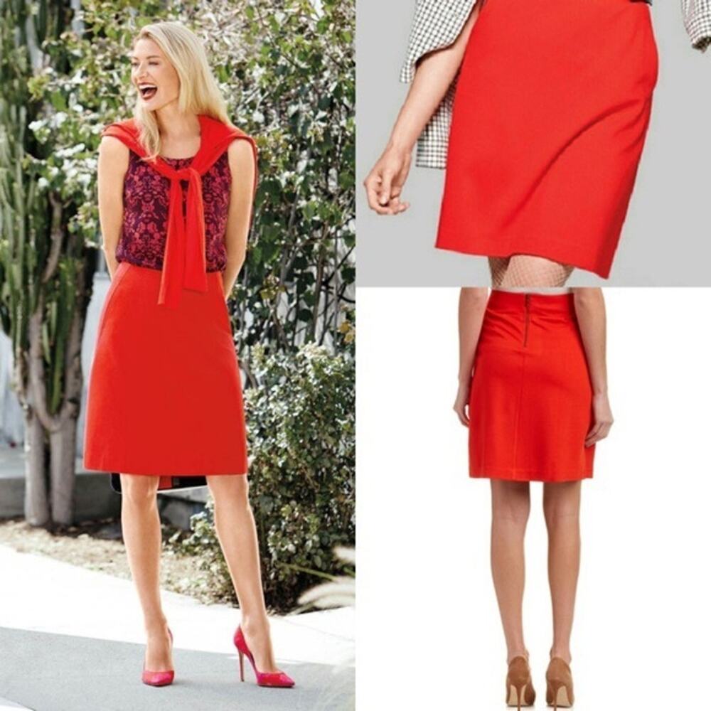 CAbi Fiery Skirt Ponte Knit Classic Chic Preppy Spring Summer Career Red Size 2